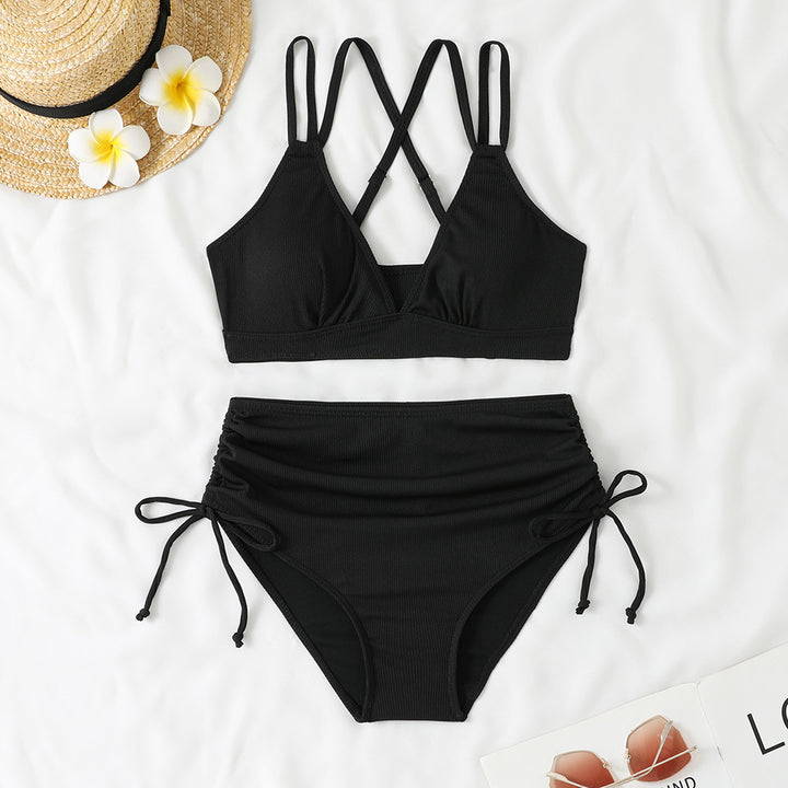 Damen Bikini-Set mit verstellbarem Kreuzträger und hoch geschnittenem Höschen Echo Archiv