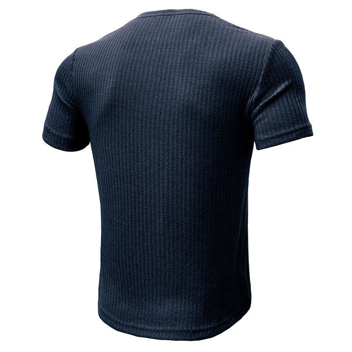 Herren Kurzarm-Henley Shirt mit strukturierter Oberfläche Echoarchiv