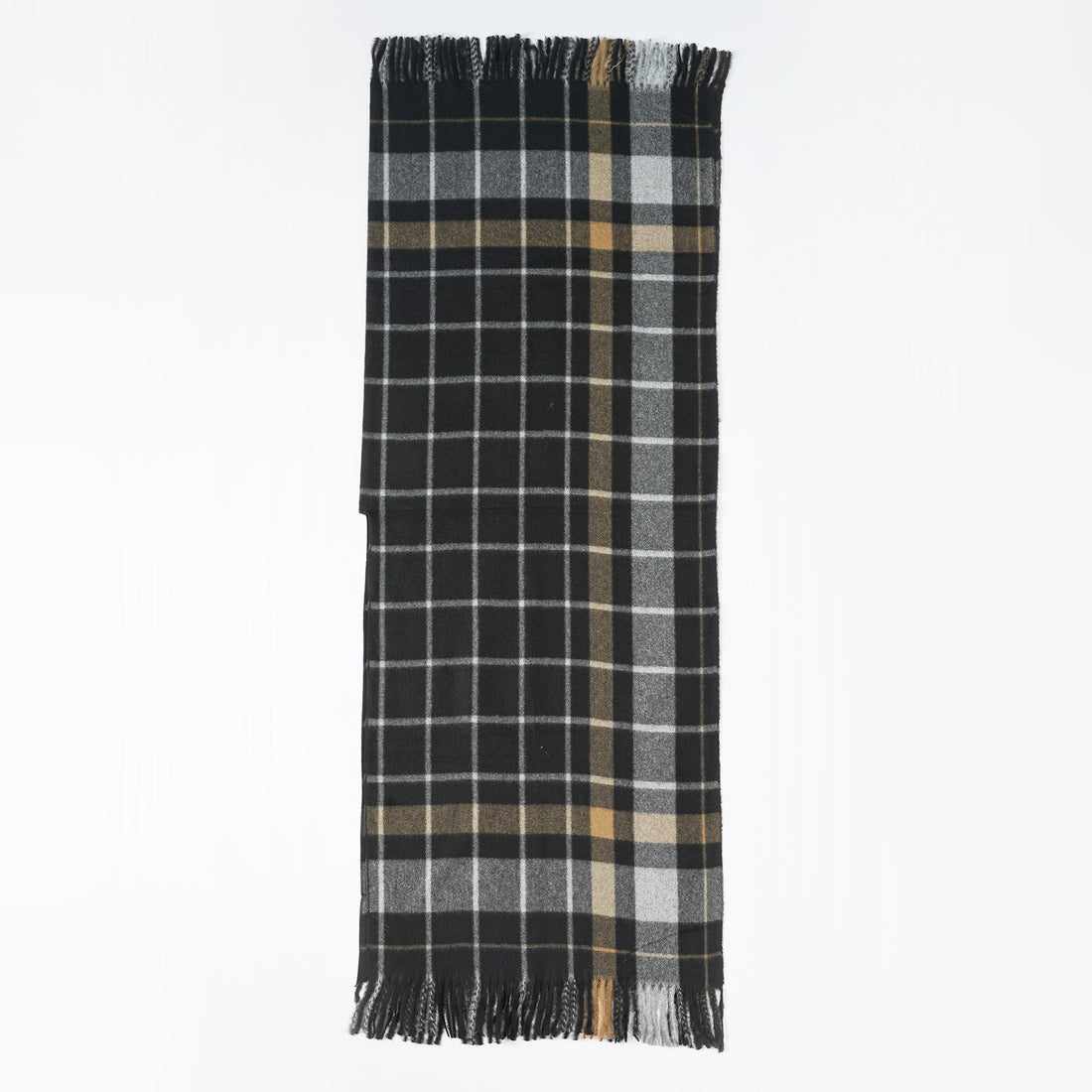 Damen Weicher Wollmix-Überwurfponcho im tartan-inspirierten Karo mit Fransen – Célinea