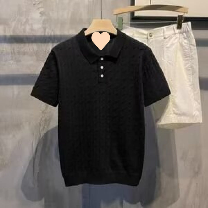Herren Elegantes Kurzarm-Polohemd mit strukturiertem Design Echo Archiv