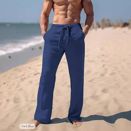 Herren luftige Sommerhose aus leichtem Leinenstoff mit verstellbarem Kordelzug Echoarchiv