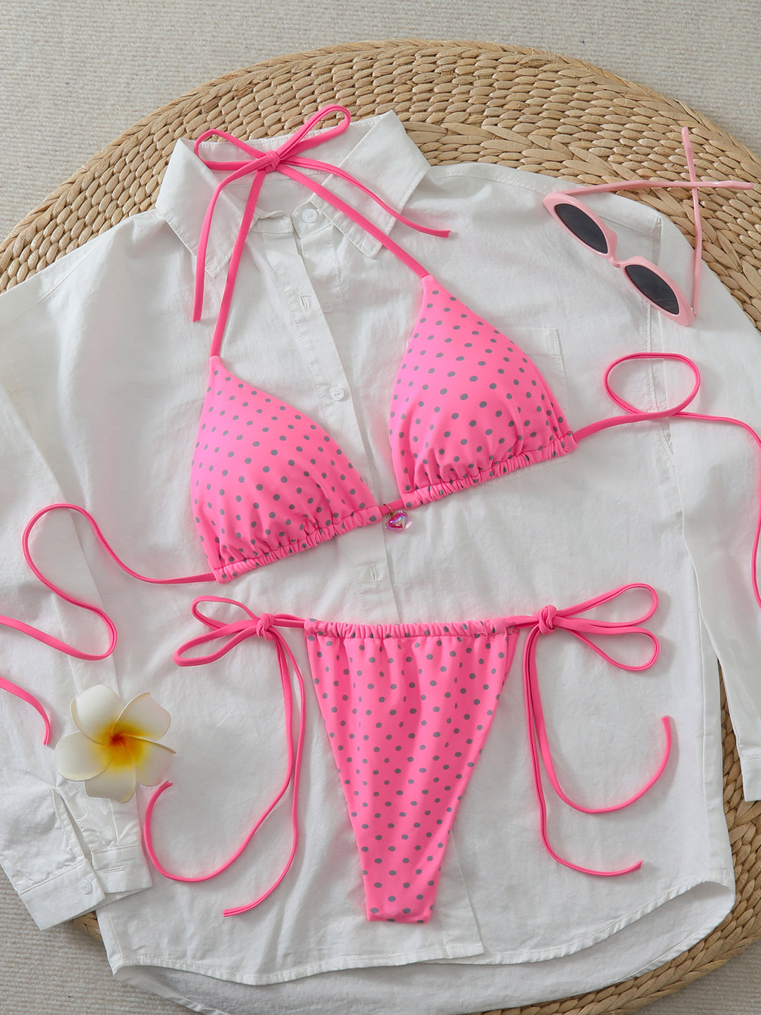 Damen Triangel-Bikini mit verspielten Punkten und verstellbaren Trägern Echo Archiv
