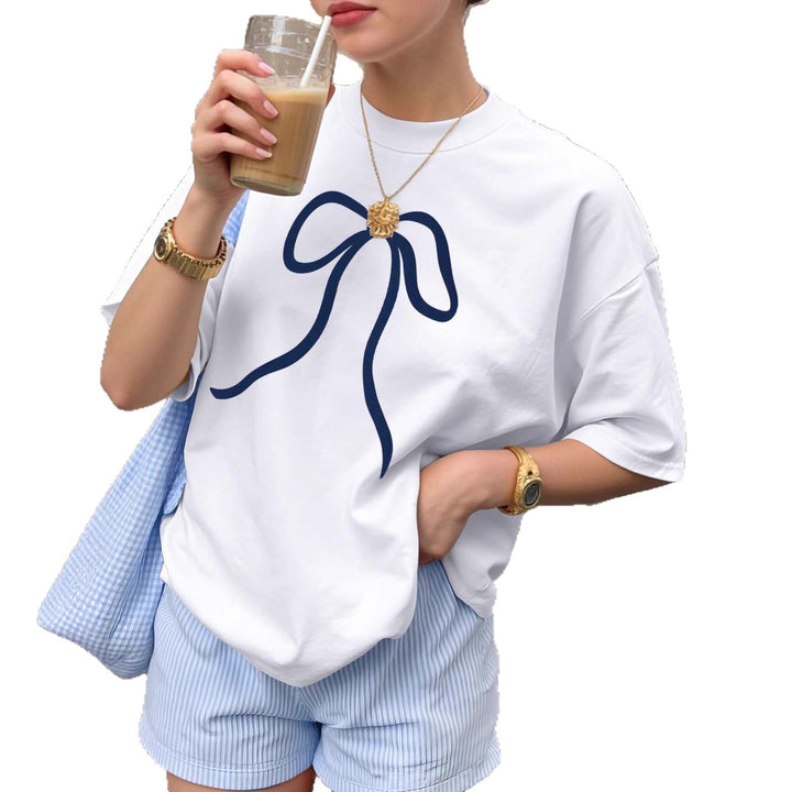Damen Oversized T-Shirt mit elegantem Schleifenmotiv Echo Archiv