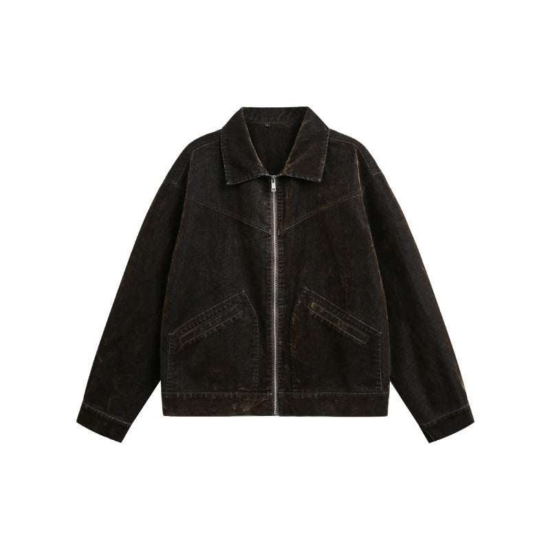 Herren Kastige Cord-Blousonjacke mit Metallreißverschluss, Hemdkragen und schrägen Eingrifftaschen Echo Archiv