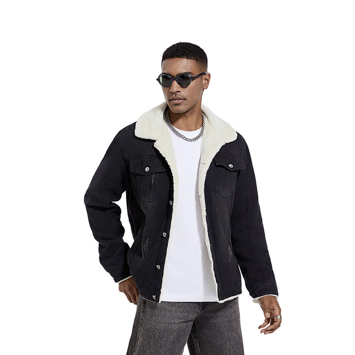 Herren Geprägte Jeansjacke mit Fleece-Innenfutter Echo Archiv