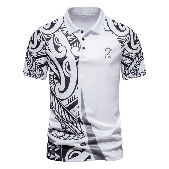 Herren Poloshirt mit modernem tribal Design und atmungsaktiver Funktionalität Echoarchiv