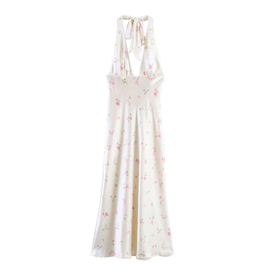 Damen Maxikleid mit offenem Rücken und zarten Blumenmustern Echo Archiv