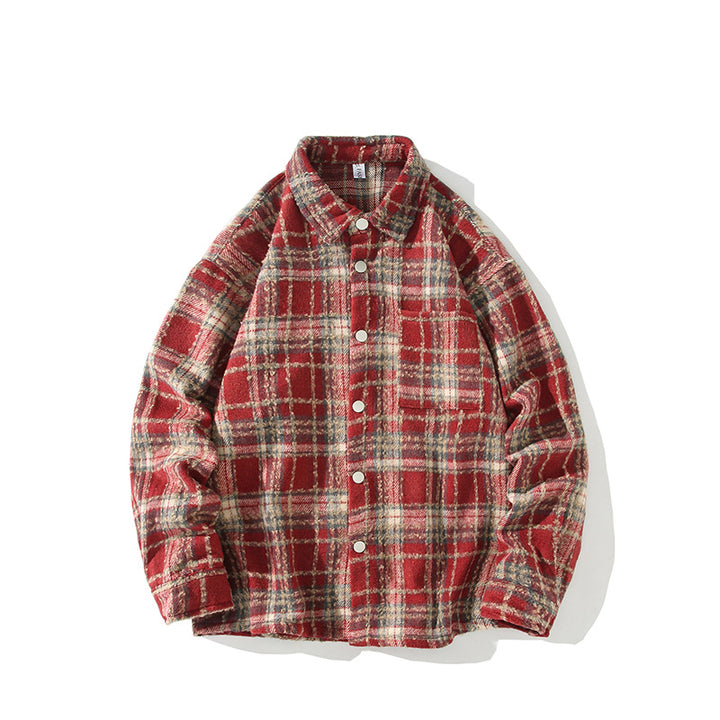 Herren Kariertes Flanell-Overshirt mit Druckknopffront und geradem Schnitt Echo Archiv