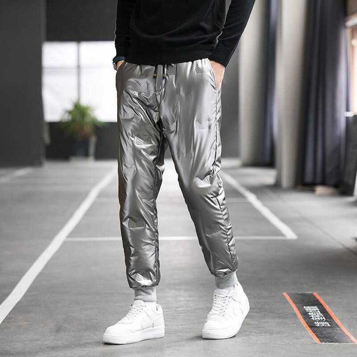 Herren Isolierte Nylon-Jogginghose mit gesteppter Thermofütterung, Tunnelzug & elastischen Bündchen Echoarchiv
