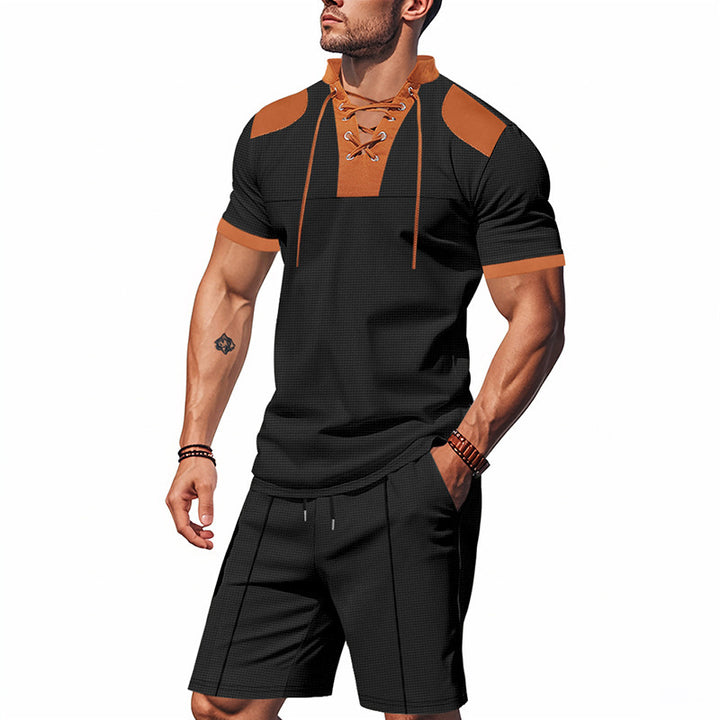 Herren sportliches Kurzarm-Set mit einzigartiger Schnürung und atmungsaktivem Material Echoarchiv