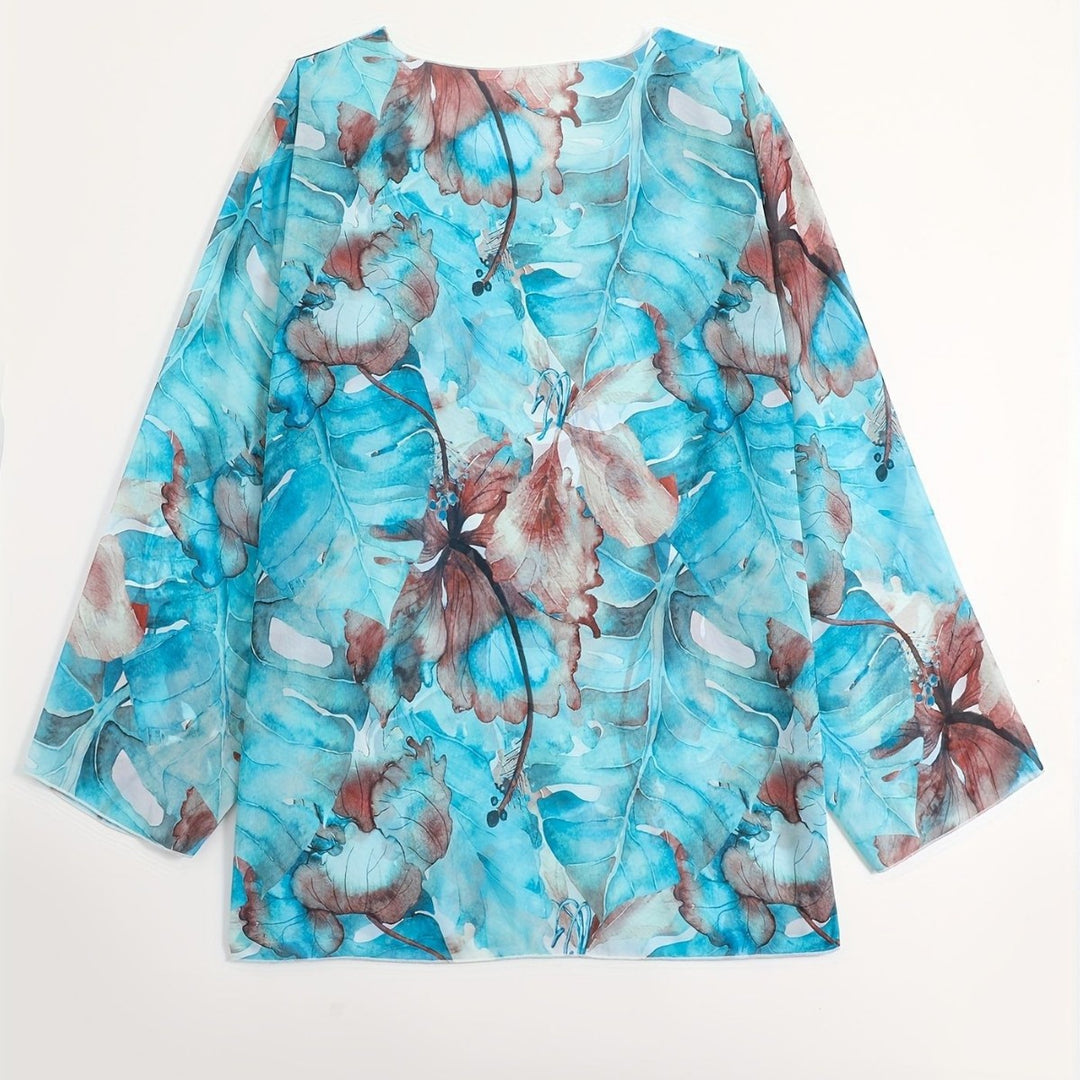 Damen transparenter Strandoberteil mit floralem Muster Echo Archiv