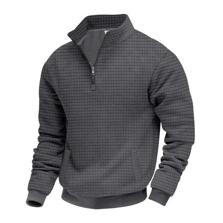 Herren Fleece Pullover mit halbem Reißverschluss und strukturiertem Design Echoarchiv