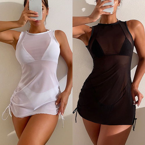 Damen Strandkleid mit transparentem Design und verstellbarem Kordelzug Echo Archiv