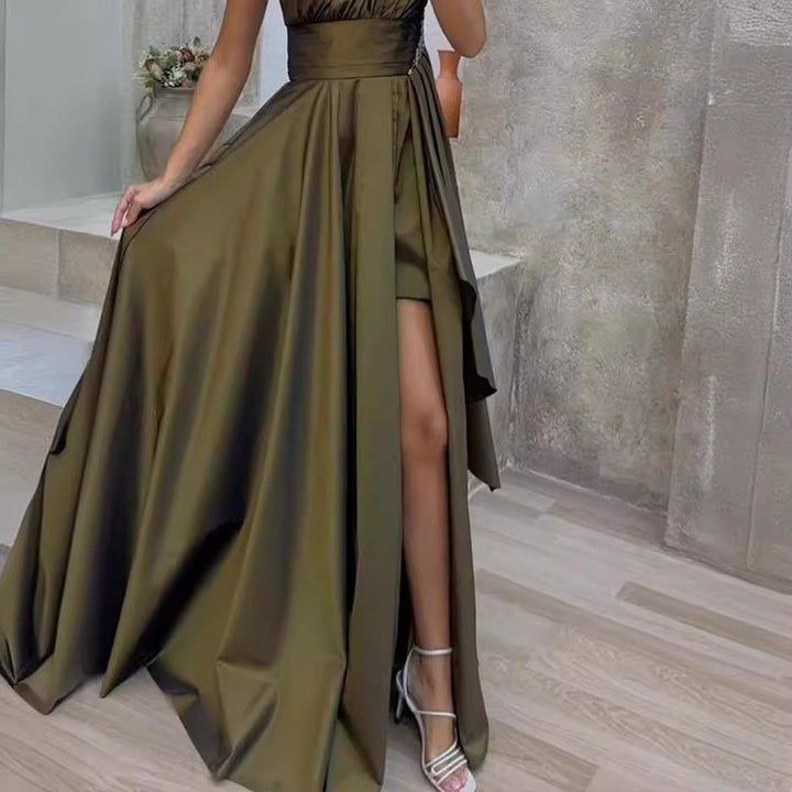 Damen Elegantes Ein-Schulter Abendkleid mit geschwollenem Rock Echoarchiv