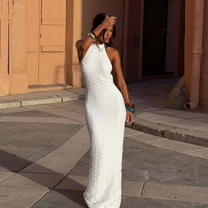 Damen elegantes Maxikleid mit schmalem Schnitt und hochgeschlossenem Design Echo Archiv