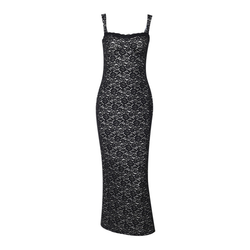 Damen figurbetontes Maxikleid mit eleganten Spitzenapplikationen Echo Archiv