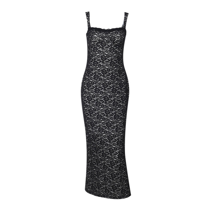 Damen figurbetontes Maxikleid mit eleganten Spitzenapplikationen Echo Archiv
