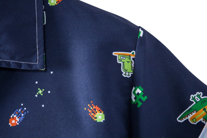 Herren Kurzarmhemd mit kreativem Retro-Spielmotiv Echoarchiv