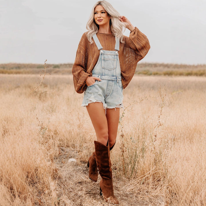 Damen nan oversized gestrickter Pullover mit weitem Boat-Neck, lockerem Mesh-Strick und Ballonärmeln Echo Archiv