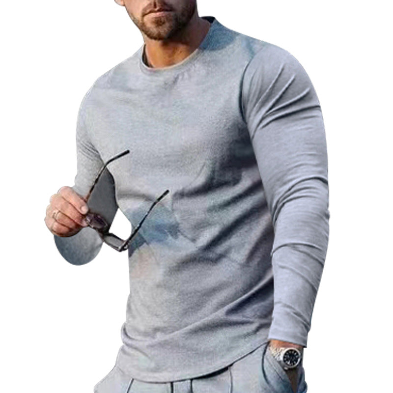 Herren nan eng anliegendes Langarmshirt aus Baumwollstretch mit Rundhalsausschnitt und körperbetonter Passform Echo Archiv