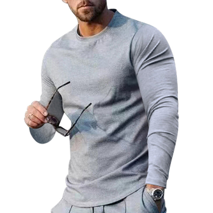 Herren nan eng anliegendes Langarmshirt aus Baumwollstretch mit Rundhalsausschnitt und körperbetonter Passform Echo Archiv