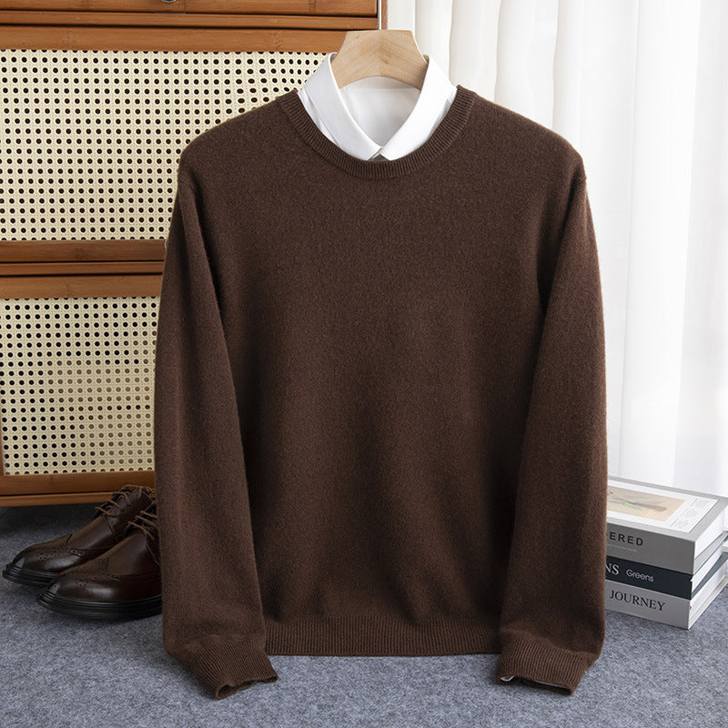 Herren Schlichter Rundhals-Feinstrickpullover kaschmirähnliche Haptik mit gerippten Abschlüssen Echoarchiv