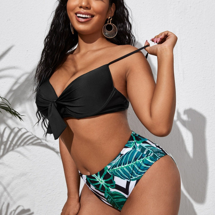 Damen Bikini-Set mit hohem Bund und modischem Knoten-Detail Echo Archiv