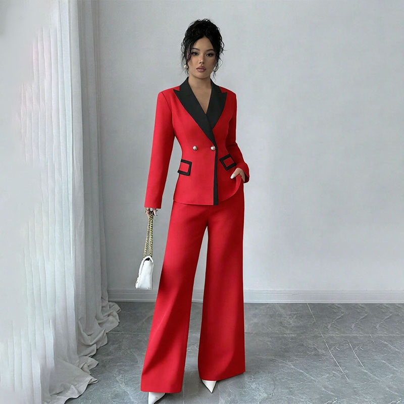 Damen Elegantes Doppelreihiges Blazer-Set Echo Archiv