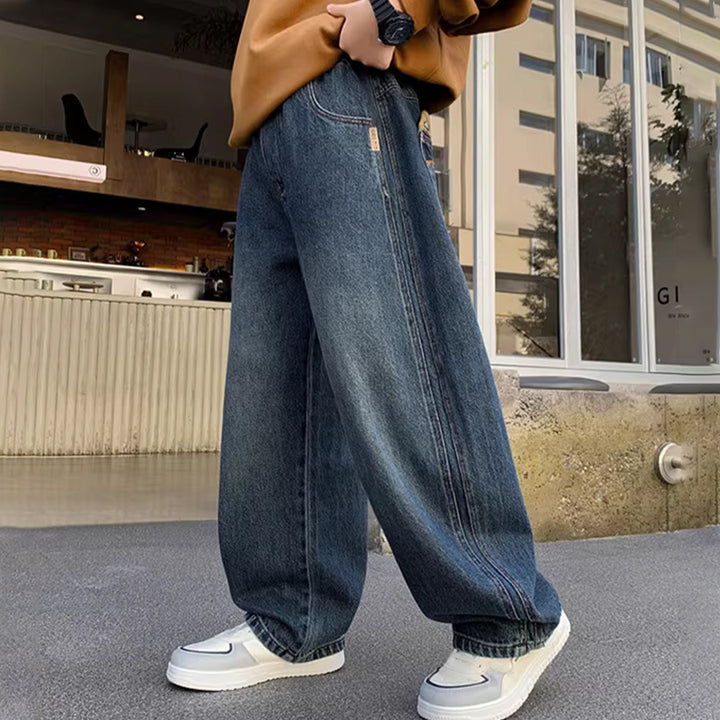 Damen Weite Jeanshose mit Hohem Taillenschnitt Echo Archiv