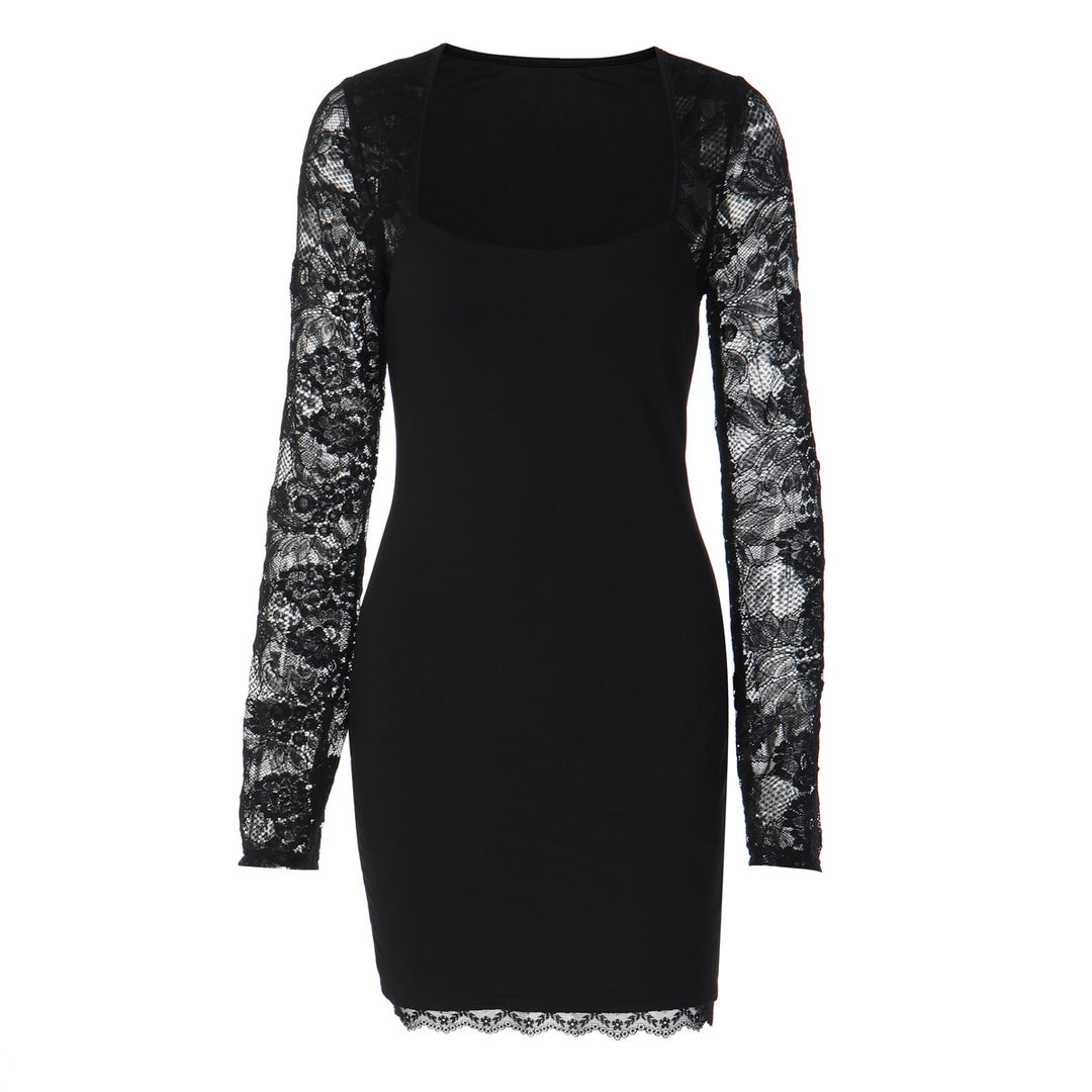 Damen Elegantes Kleid mit Spitzenärmeln und transparentem Dekolleté Echo Archiv