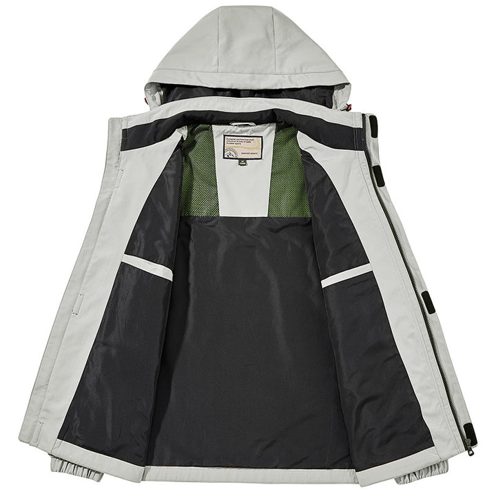 Herren Leichter Wasserabweisender Windbreaker mit Kapuze und Mehrfachtaschen – Taviero