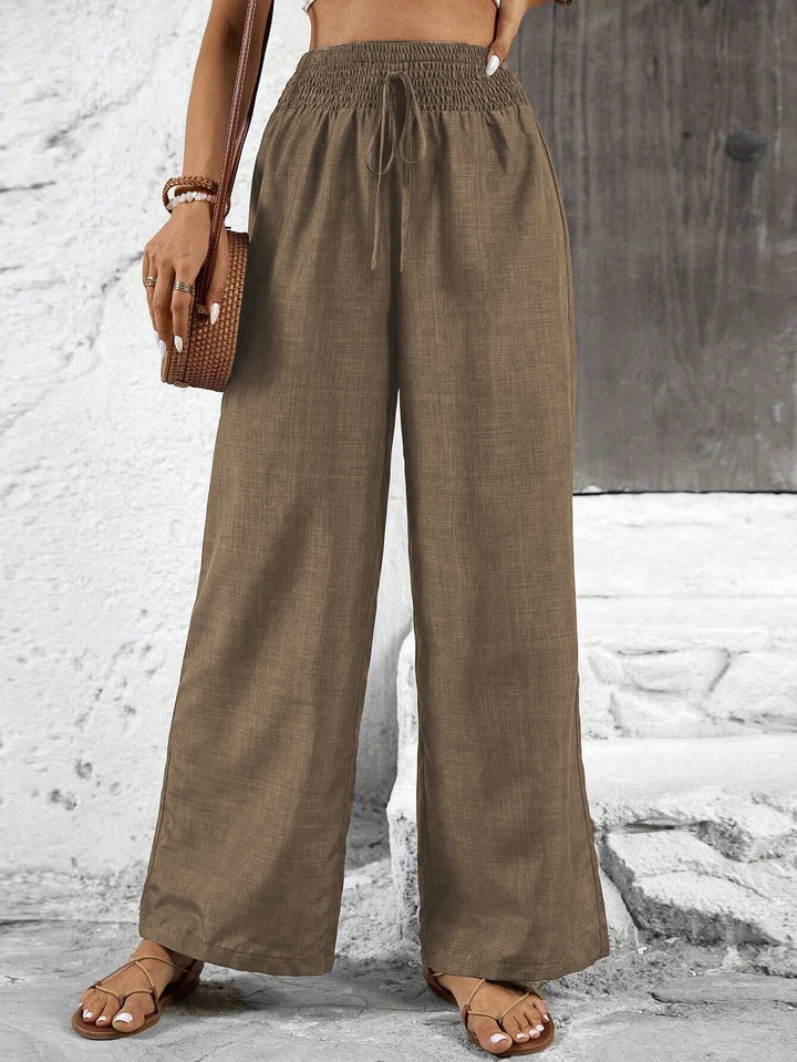 Damen weit geschnittene Sommerhose mit elastischem Bund und Kordelzug Echo Archiv