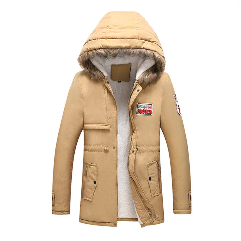 Herren modische Winterjacke mit Kunstfellkragen und praktischen Taschen Echoarchiv