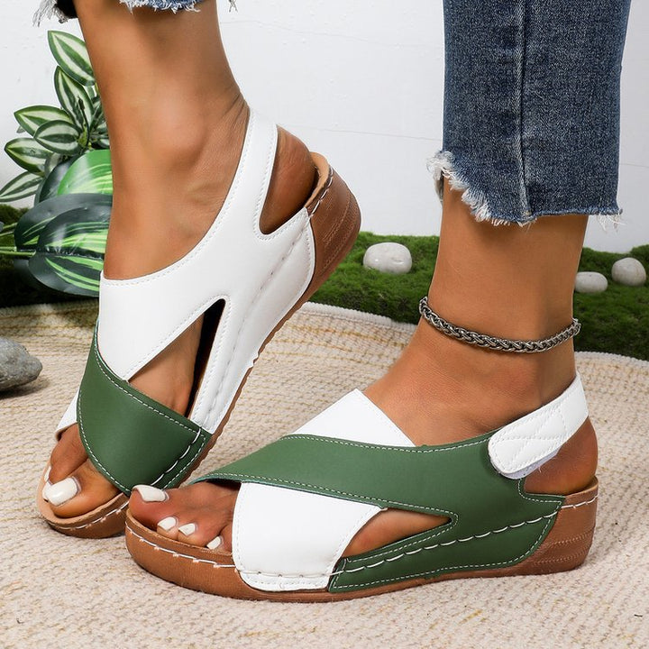 Damen Cross‑Riemen Komfort‑Sandalen mit Klettverschluss – Sorelia