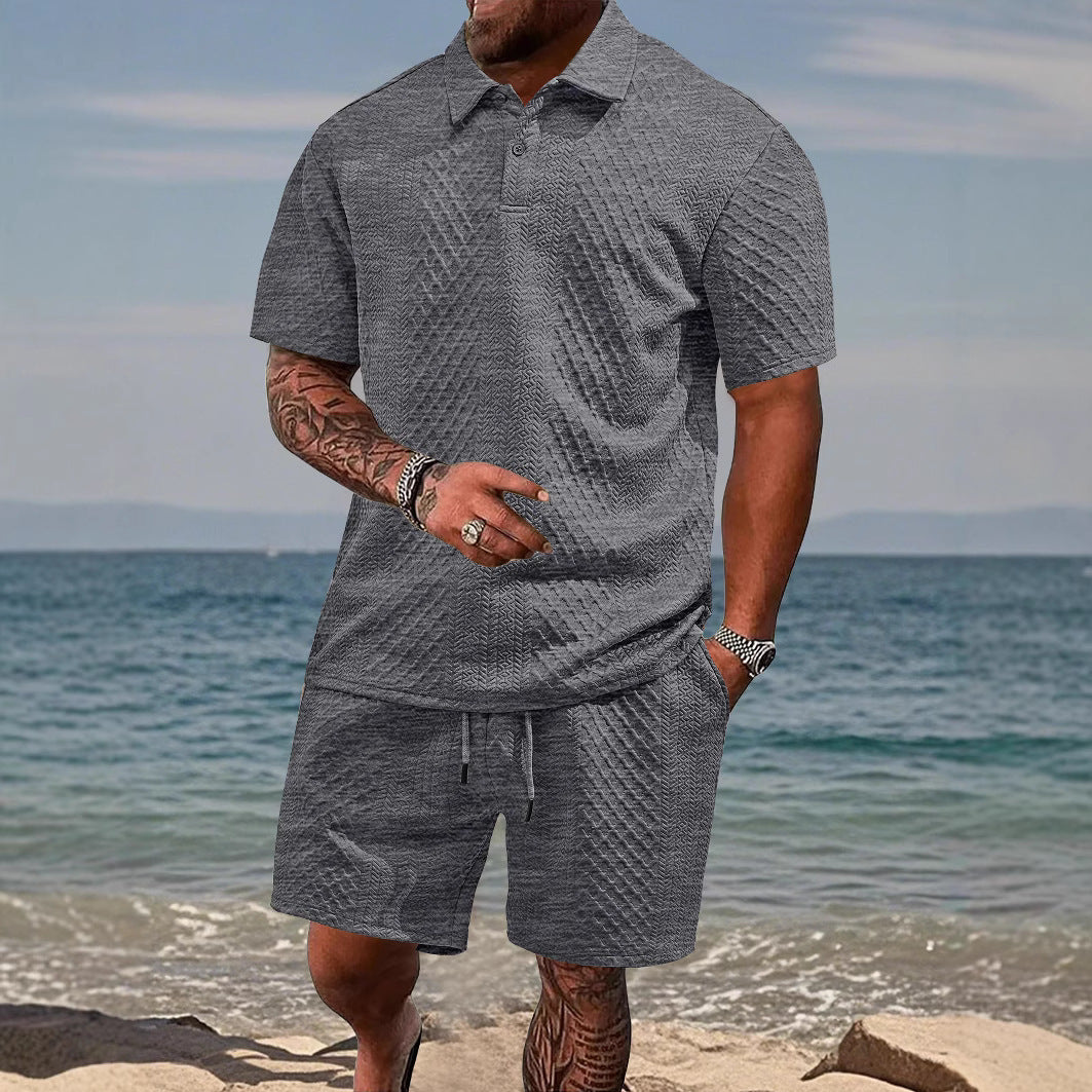 Herren Polo-Shorts-Set im strukturierten Design Echoarchiv