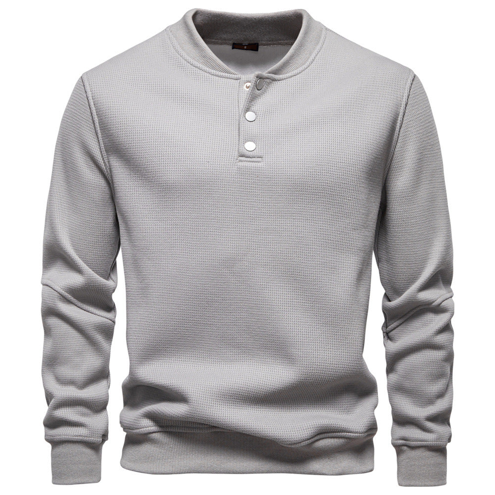 Herren Langarm-Pullover mit Knopfleiste und strukturiertem Gewebe Echoarchiv