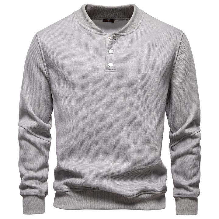 Herren Langarm-Pullover mit Knopfleiste und strukturiertem Gewebe Echoarchiv