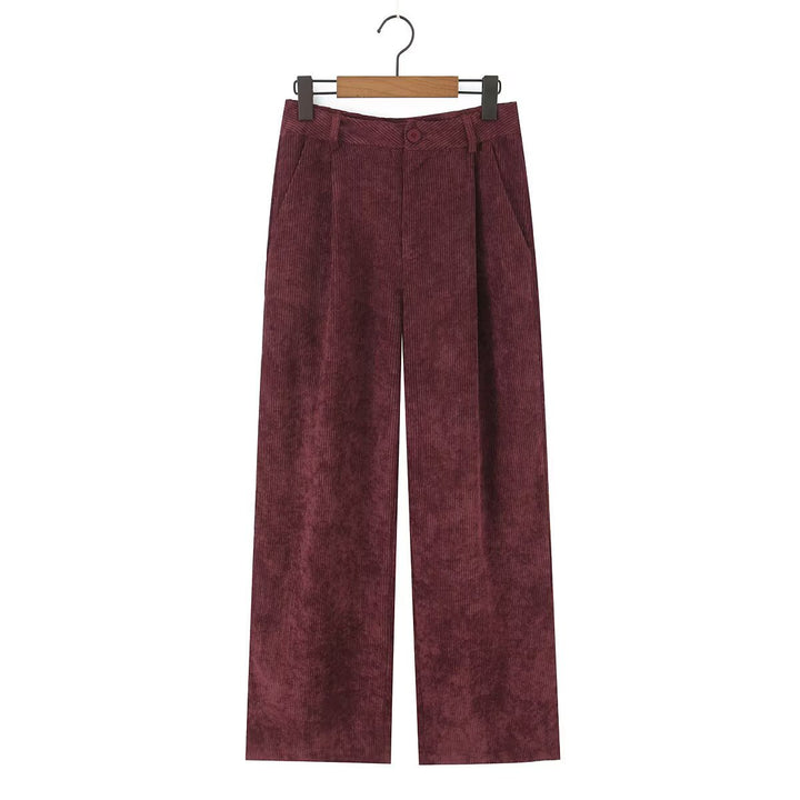 Damen Hochtaillierte Cordhose mit weitem Bein und Bundfalten Echo Archiv