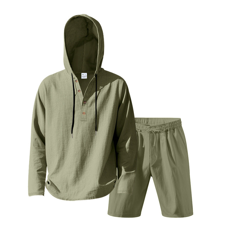 Herren lässiger Pullover mit Kapuze und praktischen Shorts Echoarchiv