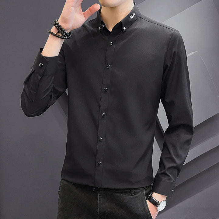 Herren elegantes langärmliges Slim-Fit-Hemd Echoarchiv