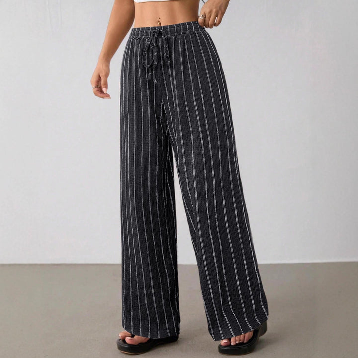 Damen Weite Strickhose mit hohem Bund und Kordelzug Echo Archiv