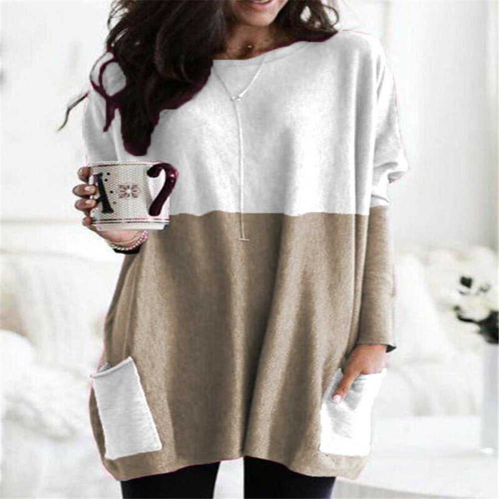Damen nan oversized Longshirt mit Kontrastblock und aufgesetzten Taschen Echo Archiv