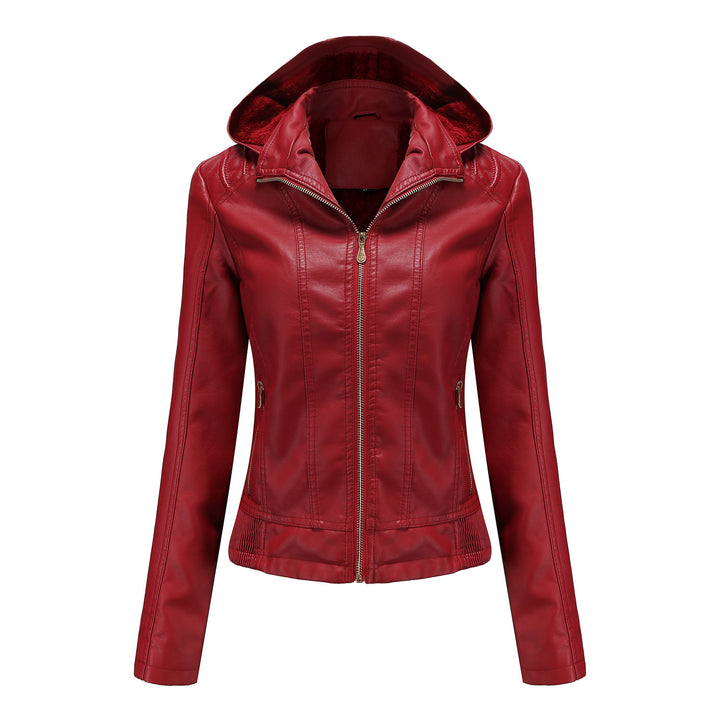 Damen nan taillierte Kunstlederjacke mit Kapuze, wattiertem Innenfutter und verdeckten Reißverschlusstaschen Echo Archiv