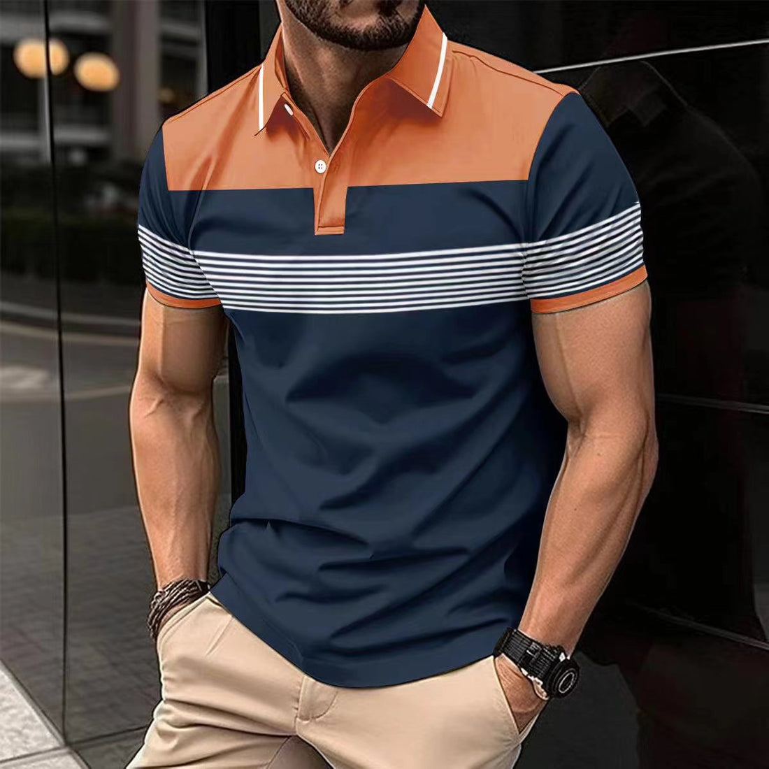 Herren Polohemd mit modernen Streifen und komfortablem Schnitt – Cavello