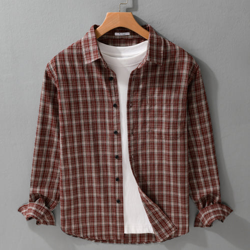 Herren Gebürstetes Karo-Layering-Hemd aus Baumwollflanell mit aufgesetzter Brusttasche und gerundetem Saum Echoarchiv