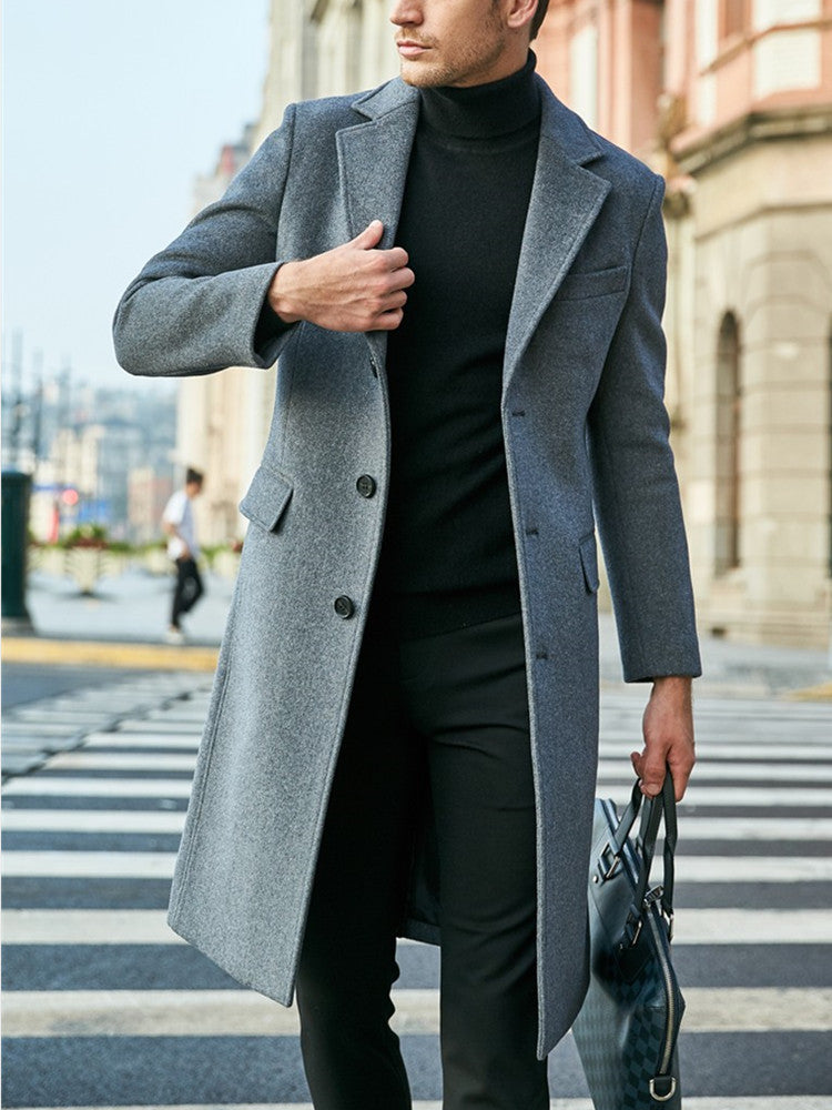 Herren eleganter Übermantel mit schmalem Schnitt und modernen Details Echoarchiv