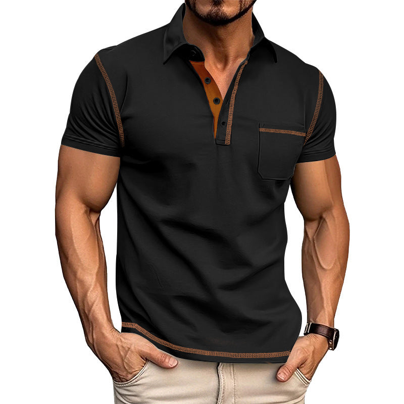 Herren modisches Polohemd mit modernem Kragen und praktischer Brusttasche Echoarchiv
