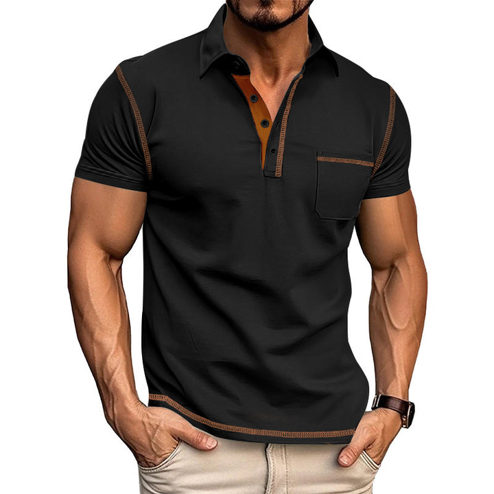 Herren modisches Polohemd mit modernem Kragen und praktischer Brusttasche Echoarchiv