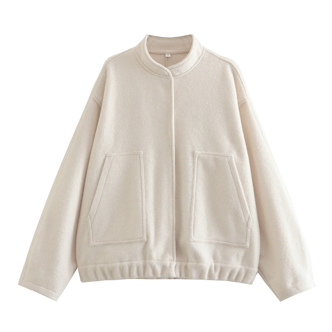 Damen Oversize-Fleecejacke mit Stehkragen, aufgesetzten Fronttaschen und elastischem Saum Echo Archiv