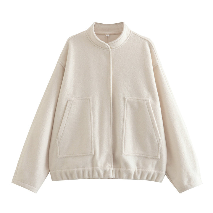 Damen Oversize-Fleecejacke mit Stehkragen, aufgesetzten Fronttaschen und elastischem Saum Echo Archiv